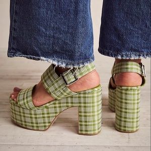 Jeffrey Campbell Green Plaid Platform Heels